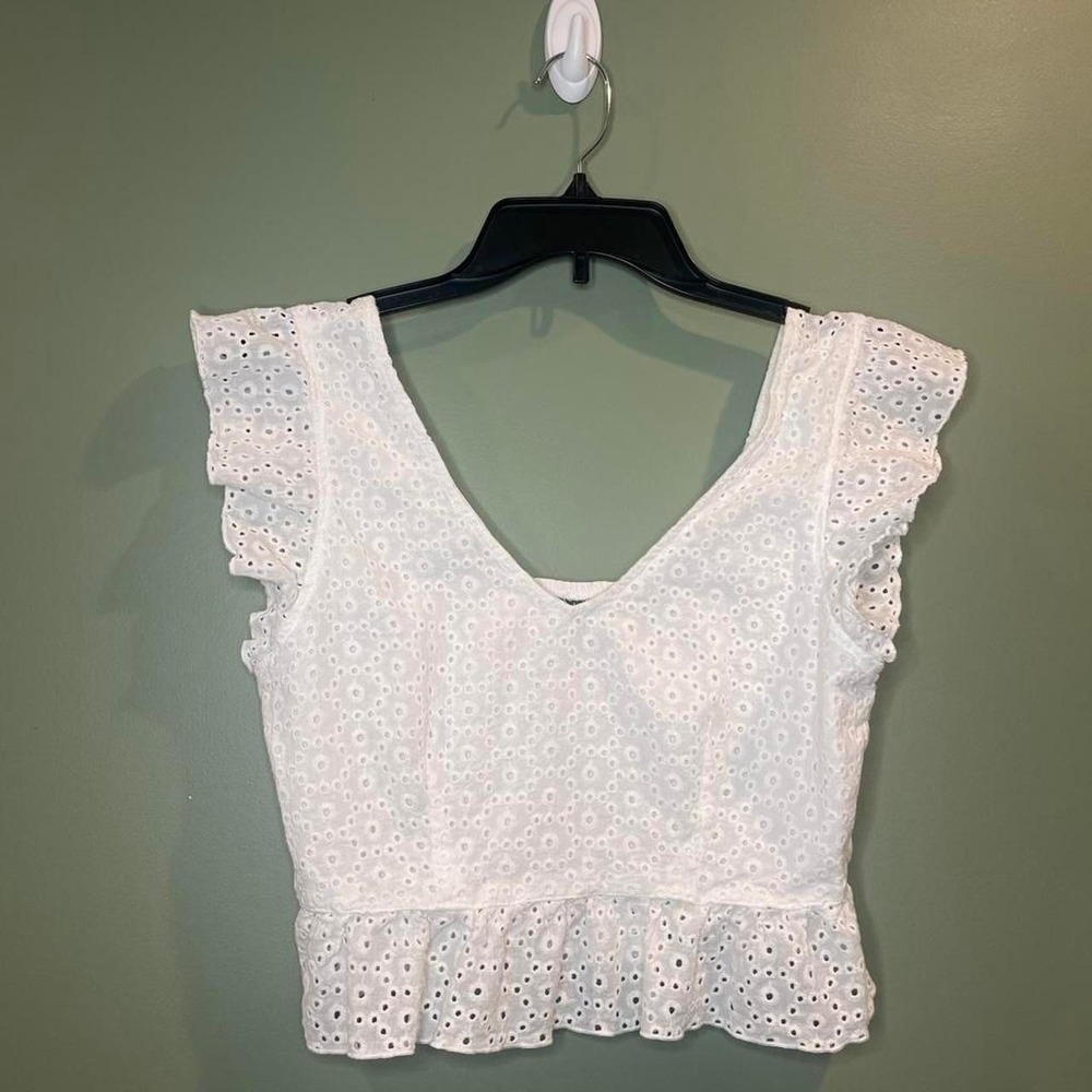 Small Eyelet crop top with ruffle, Wild Fable Boho Cottagecore